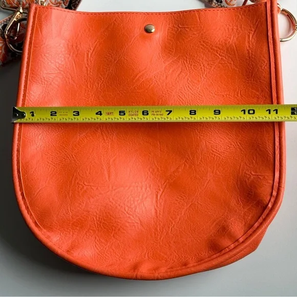 Ah • Adorned Orange Vegan Leather Shoulder Bag Boho Chic Crossbody Handbag - Picture 11 of 12